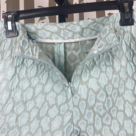 Zara Mint Green Leopard Print Textured Tapestry Shorts sz S - Picture 4 of 5